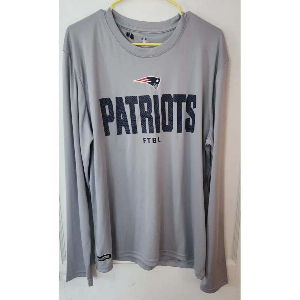 NFL Team Apparel New Era New England Patriots Grey Long Sleeve Men Tee Size XL